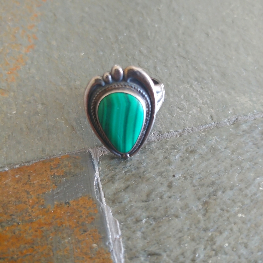 Antique Malachite Ring 925